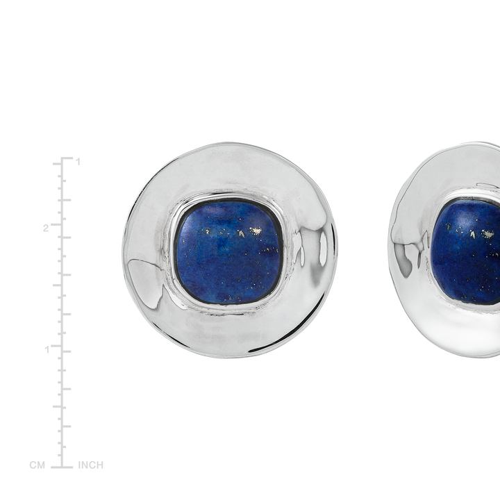 'Feeling Cool' Sterling Silver Lapis Stud Earrings