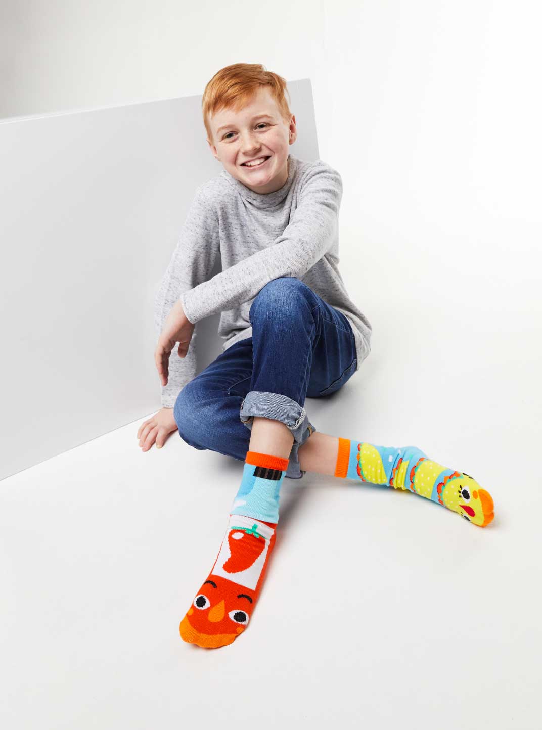 Taco & Hot Sauce Mismatched Non-Slip Socks for Kids