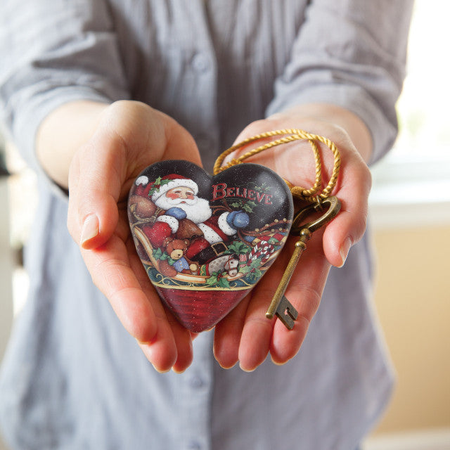 Believe Santa Art Heart Christmas Sculpture