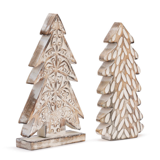 Whitewashed Wood Trees - 2 Assorted