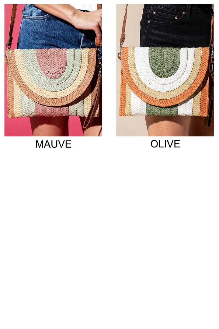 Striped Straw Crossbody/Clutch