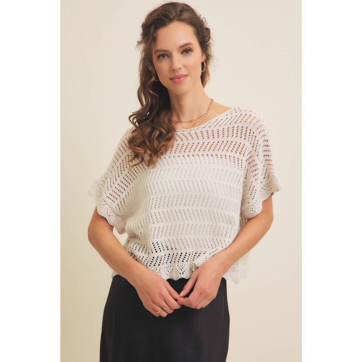 Crochet Sweater w/ Scallop Edge