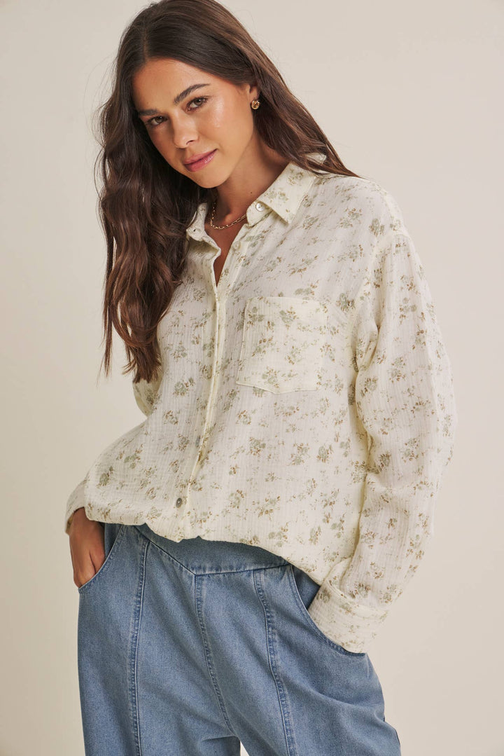 Floral Cotton Gauze Button-Up – Effortless Everyday Style