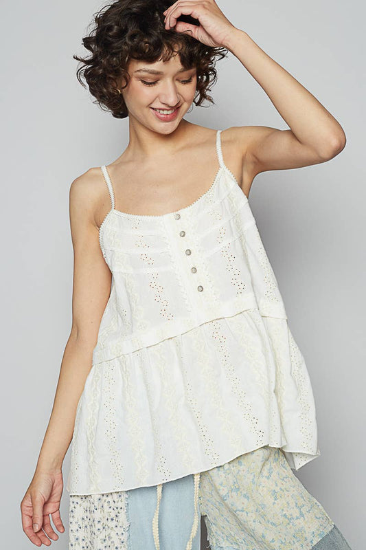 Embroidered Linen Tank Top