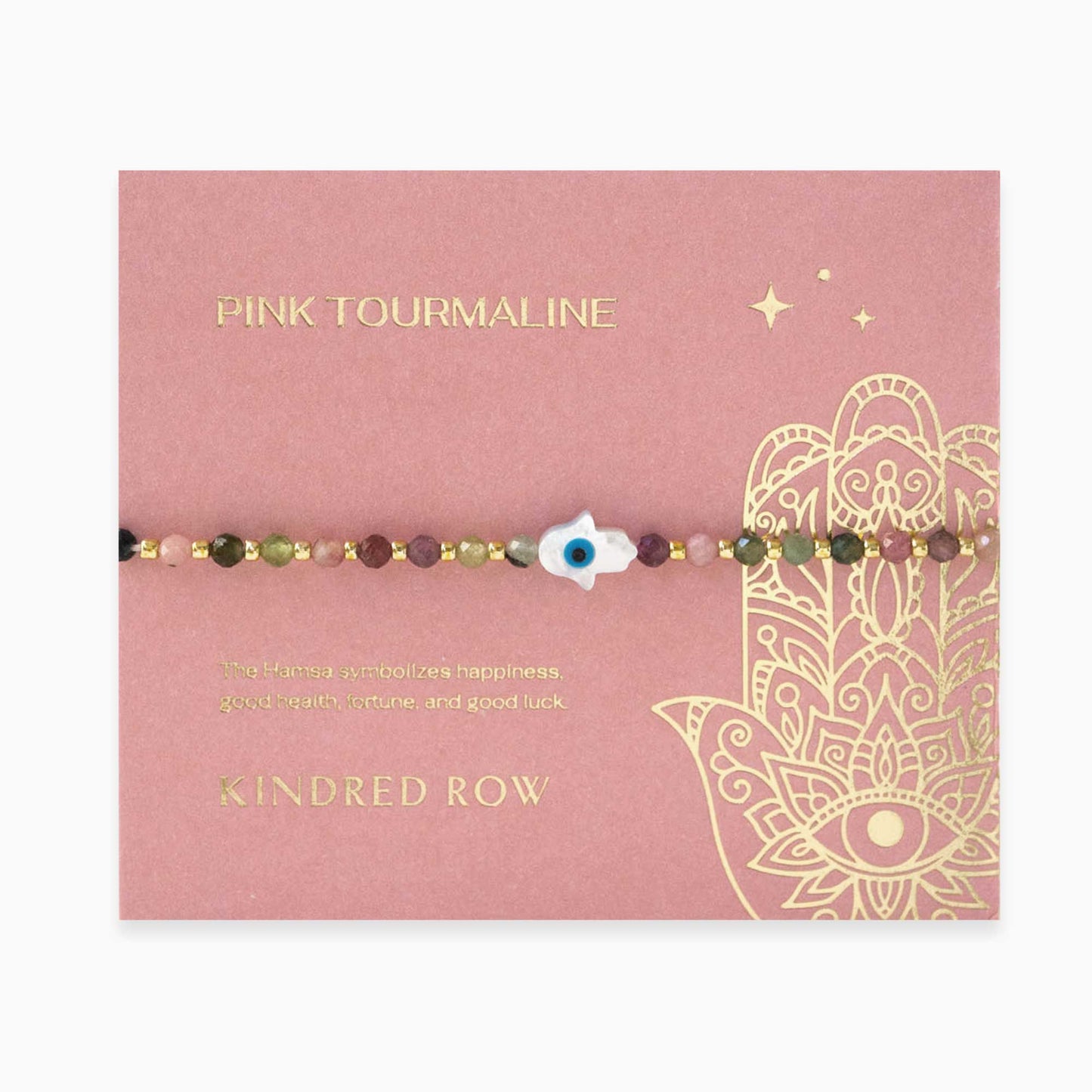 Hamsa Gemstone Bracelet, Pink Tourmaline