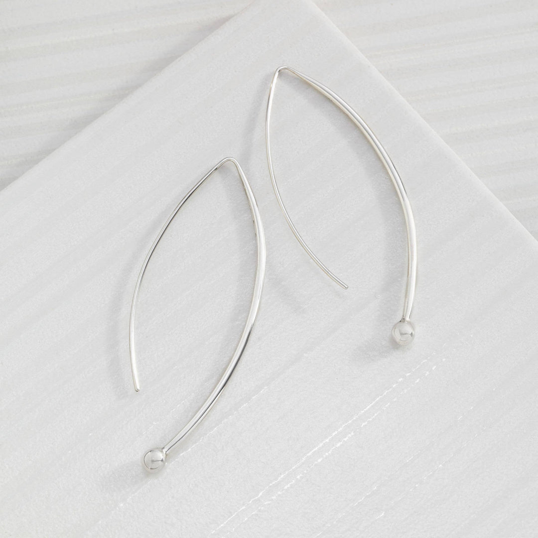 'Spheres on Wires' Drop Earrings in Sterling Silver
