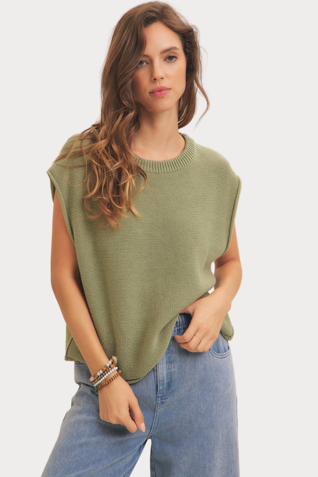 Relaxed Fit Sweater Vest | Sleeveless Knit