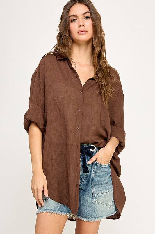 WASHED SUPER SOFT SEE THROUGH BUTTON DOWN SHIRTS