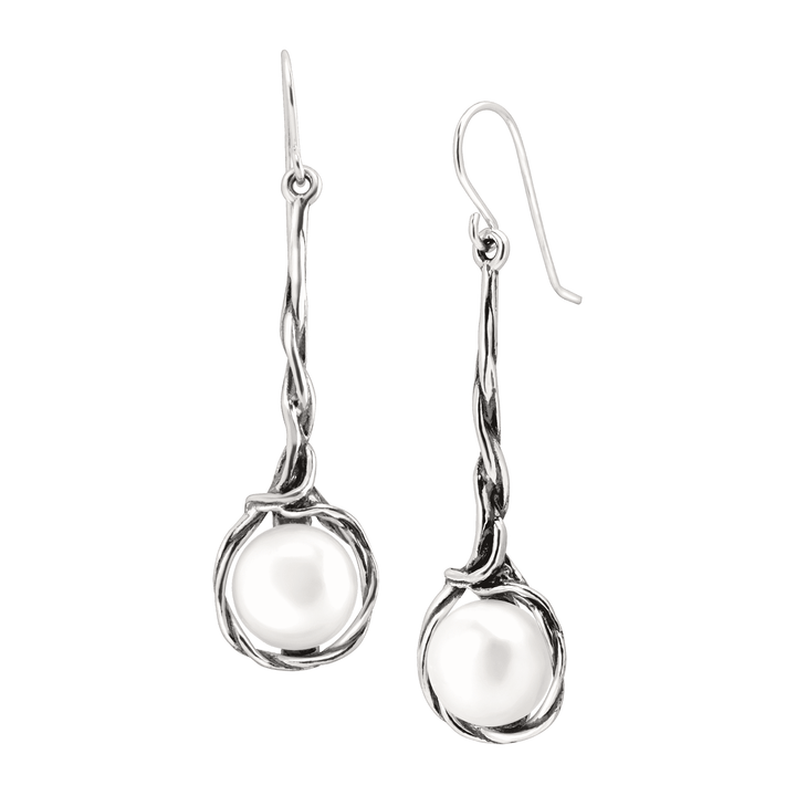 'Intertwining Vines' Twist Silver Earrings