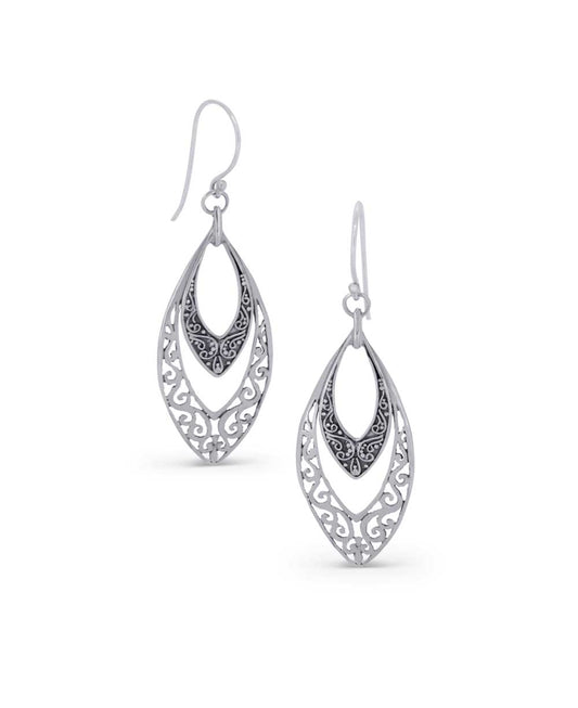 Sterling Silver Double Teardrop Dangle Earrings