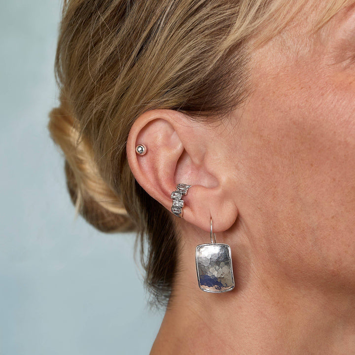 'Shiny Plates' Sterling Silver Drop Earrings