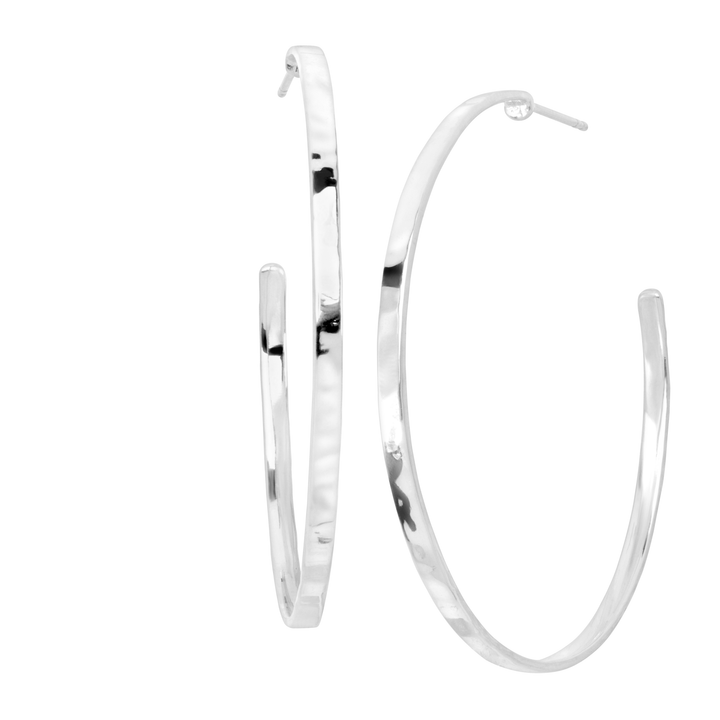 'Circle Up' Hammered Hoop Earrings in Sterling Silver