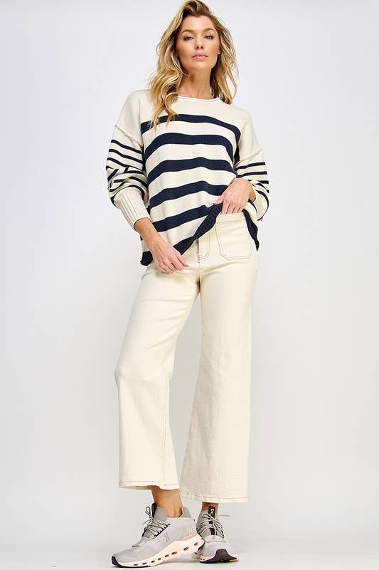 Breton Stripe Sweater | Classic Navy and Cream Nautical Pullover