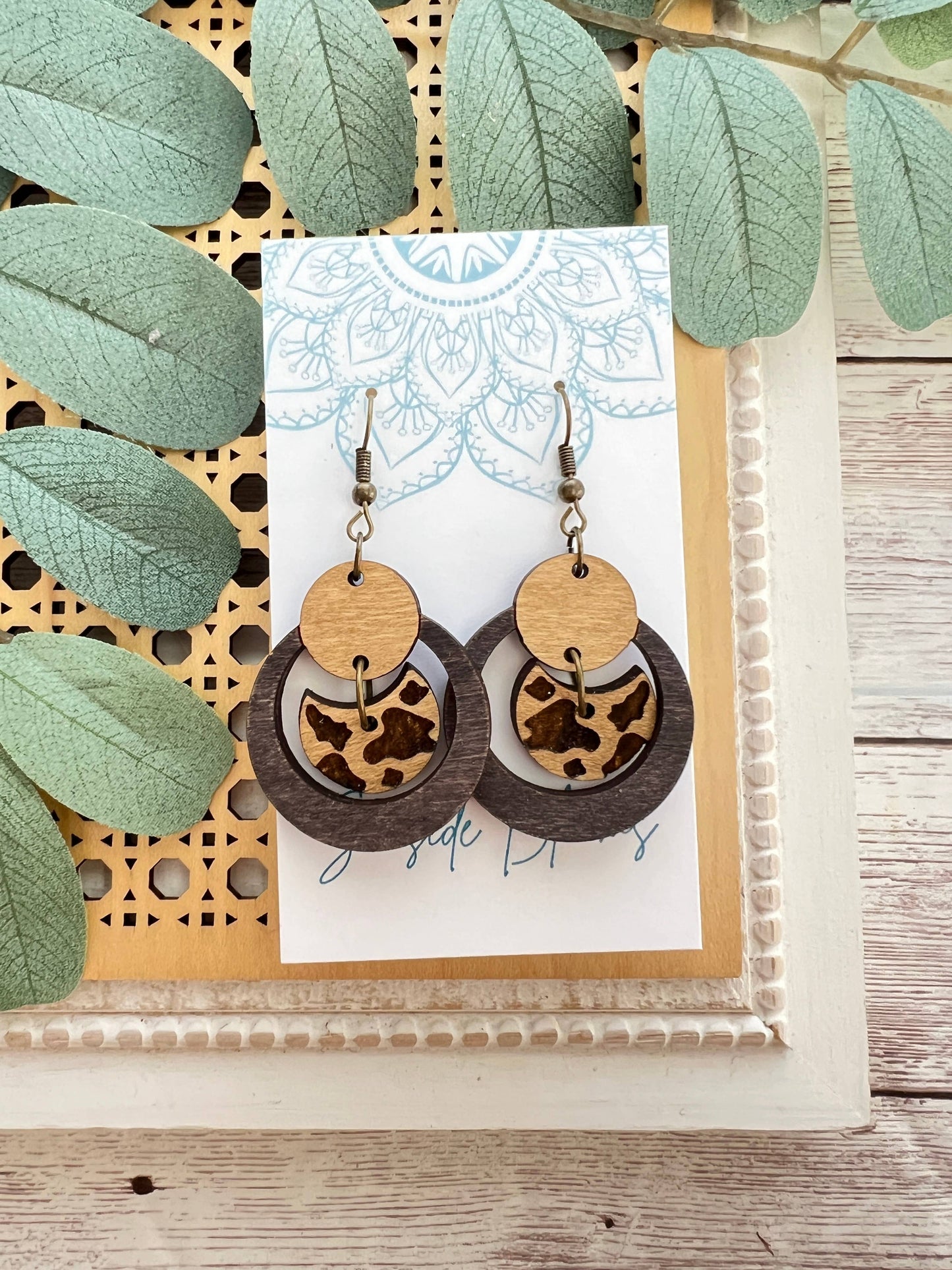 Wooden Earrings - Moon