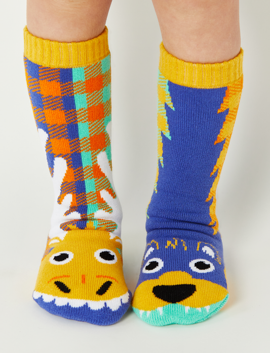 Moose & Bear Mismatched Non-Slip Kids Socks