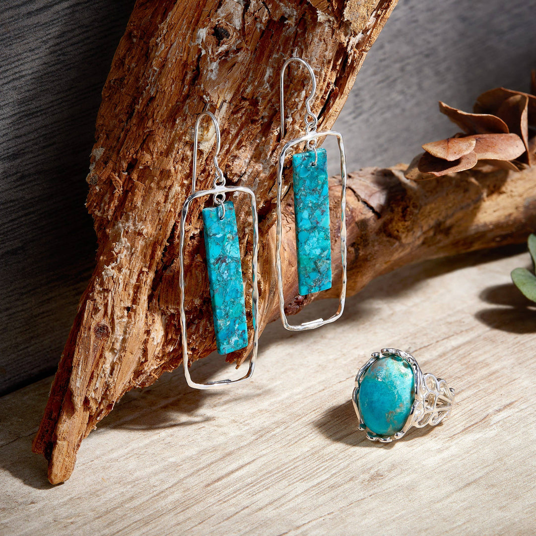 'Enchantment' Drop Earrings, Turquoise & Silver