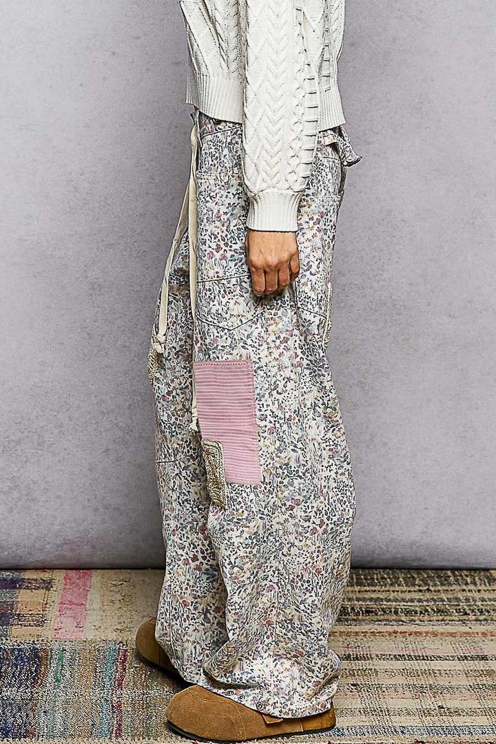 Floral Patchwork Twill Pants