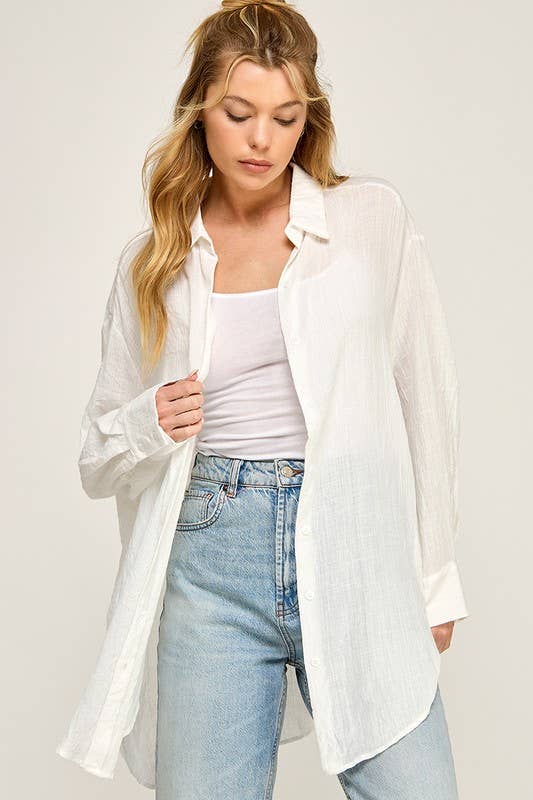 WASHED SUPER SOFT SEE THROUGH BUTTON DOWN SHIRTS