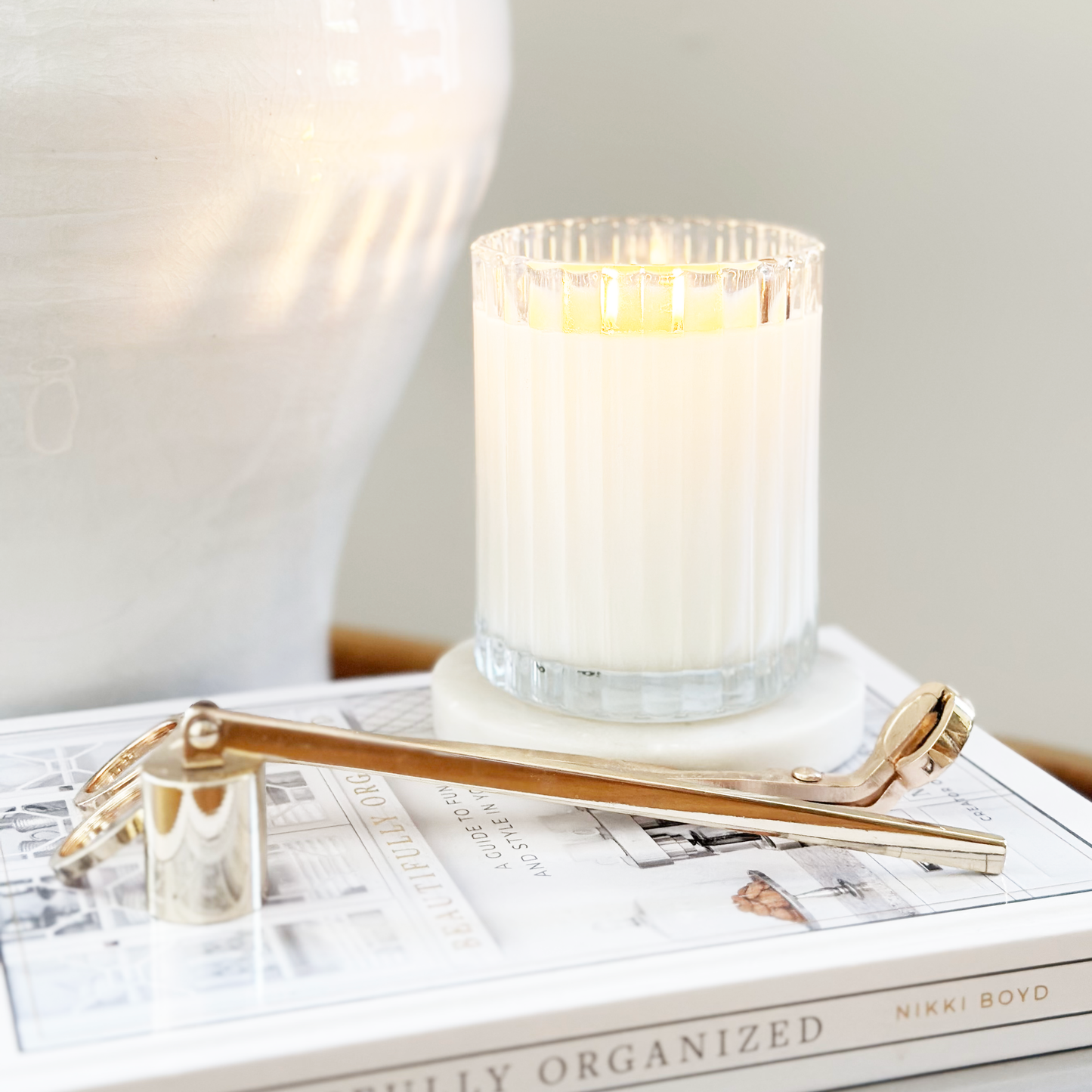 Amour | Amber + Rose Fluted Coconut Wax Candle
