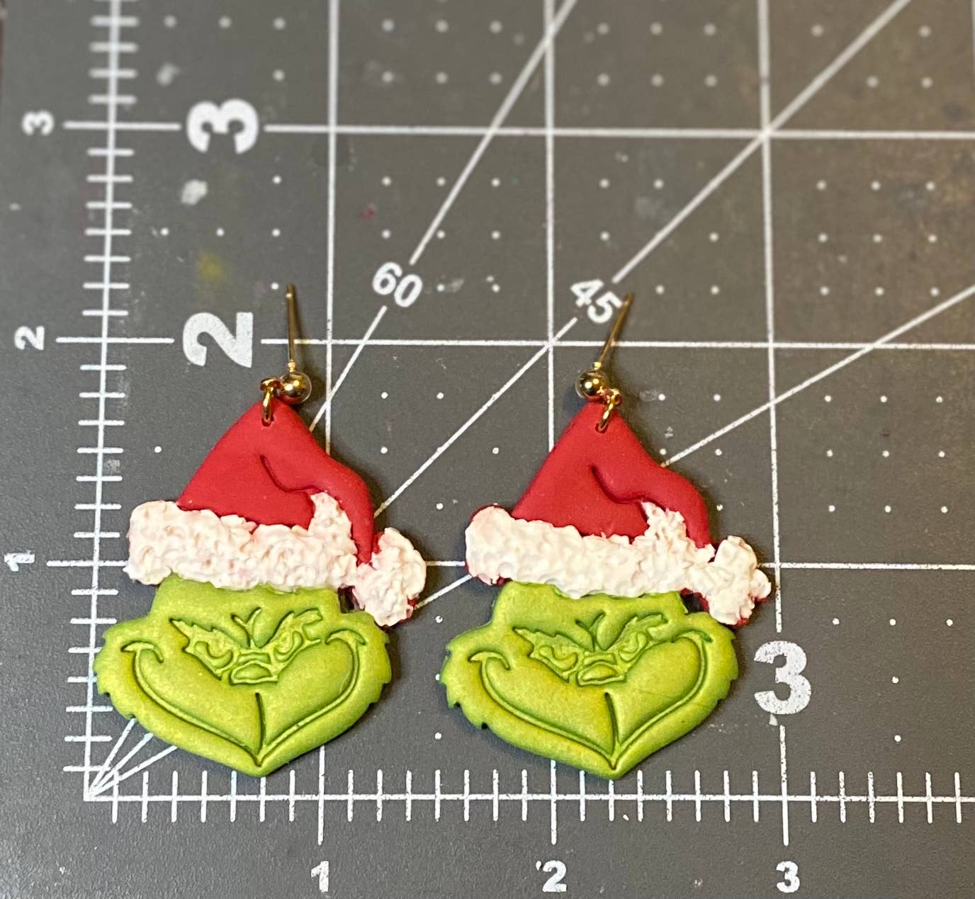 Mean Green Christmas Clay Earrings