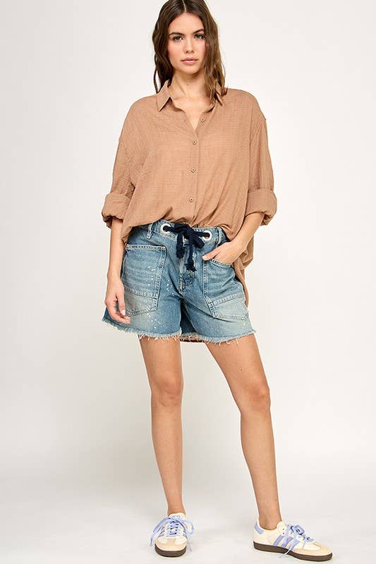 WASHED SUPER SOFT SEE THROUGH BUTTON DOWN SHIRTS