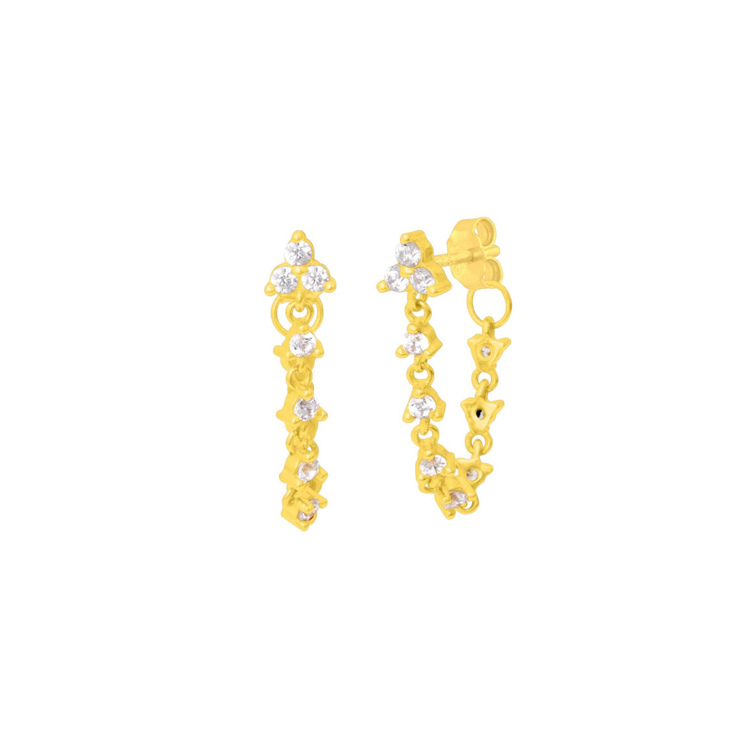 ETTA CRYSTAL CHAIN EARRINGS GOLD