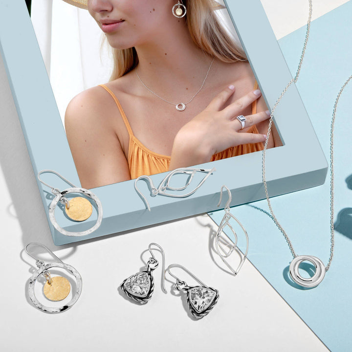 'Water Drop' Twisted Drop Earrings in  Silver