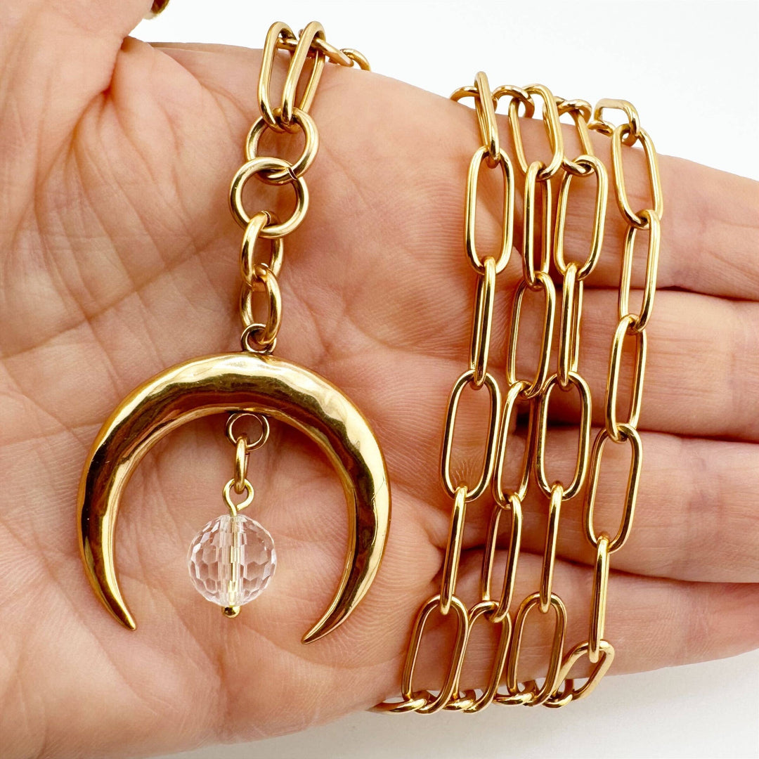 Grateful Crescent Moon Klink Necklace