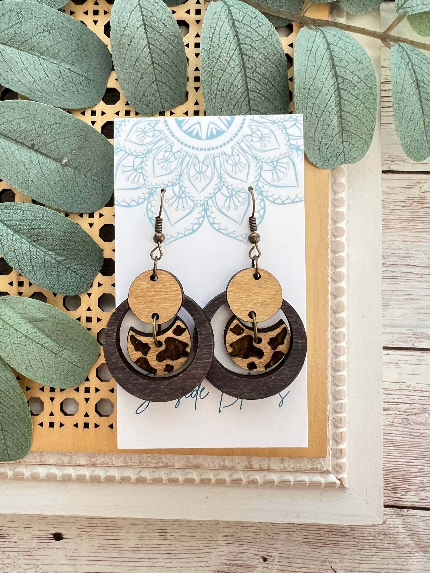 Wooden Earrings - Moon