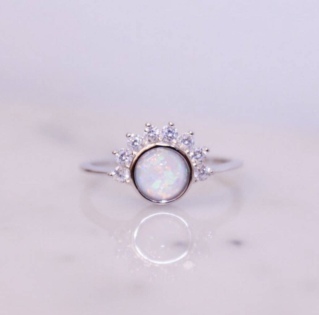 Lois Ring in White Opal