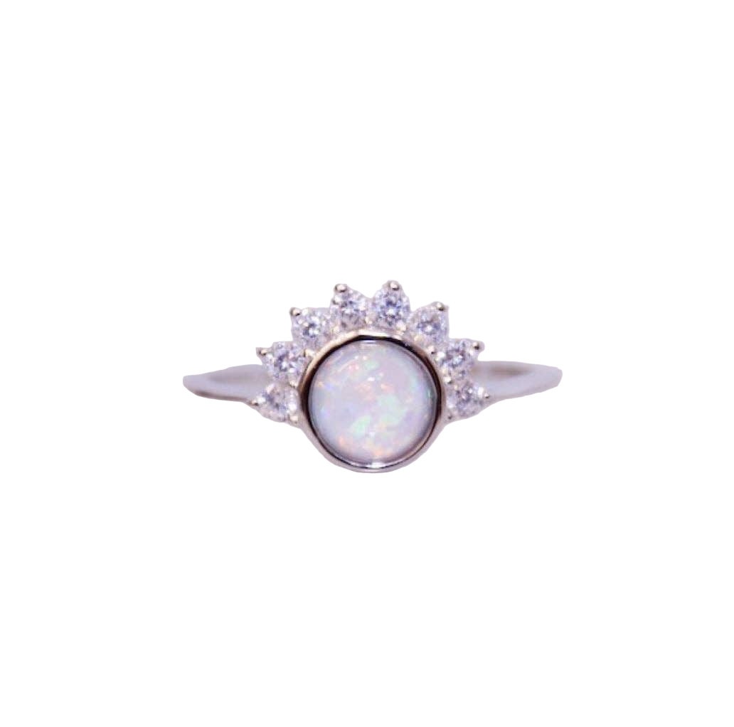 Lois Ring in White Opal