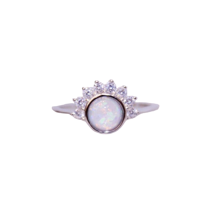 Lois Ring in White Opal