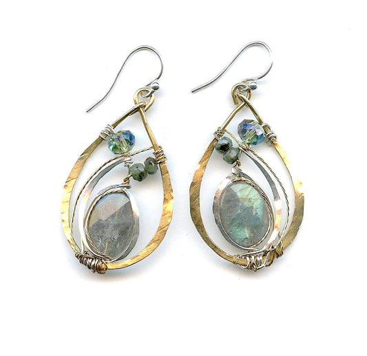 Labradorite Leaf Earrings