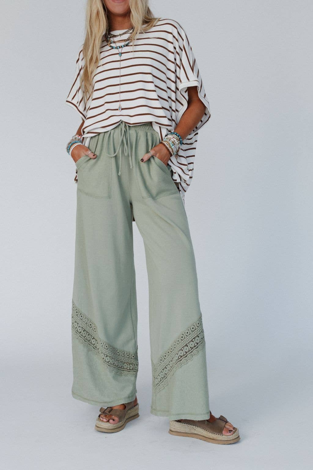 Lyrical Wide Leg Pants - Green