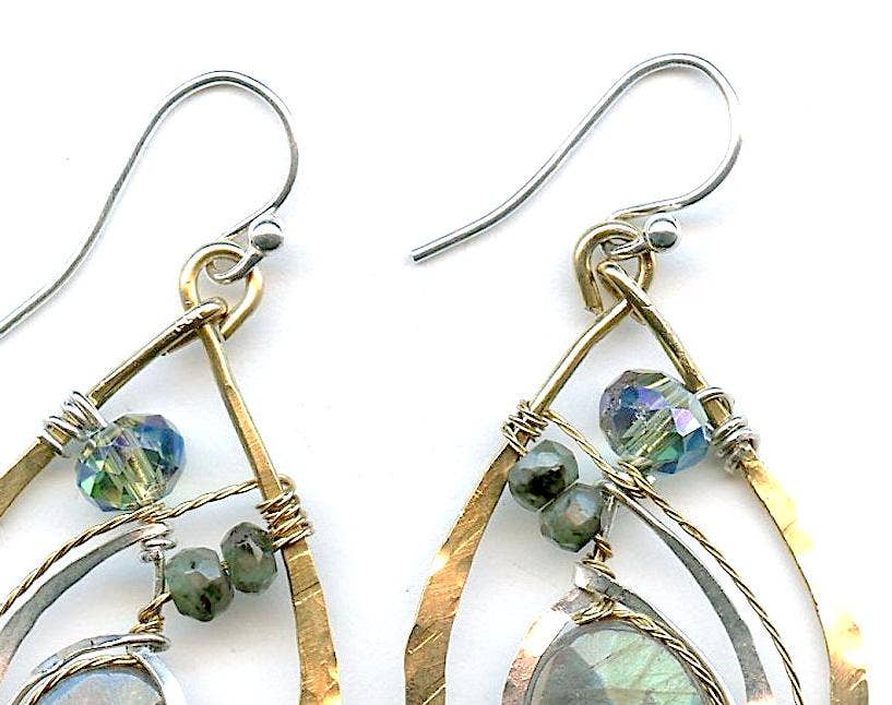 Labradorite Leaf Earrings