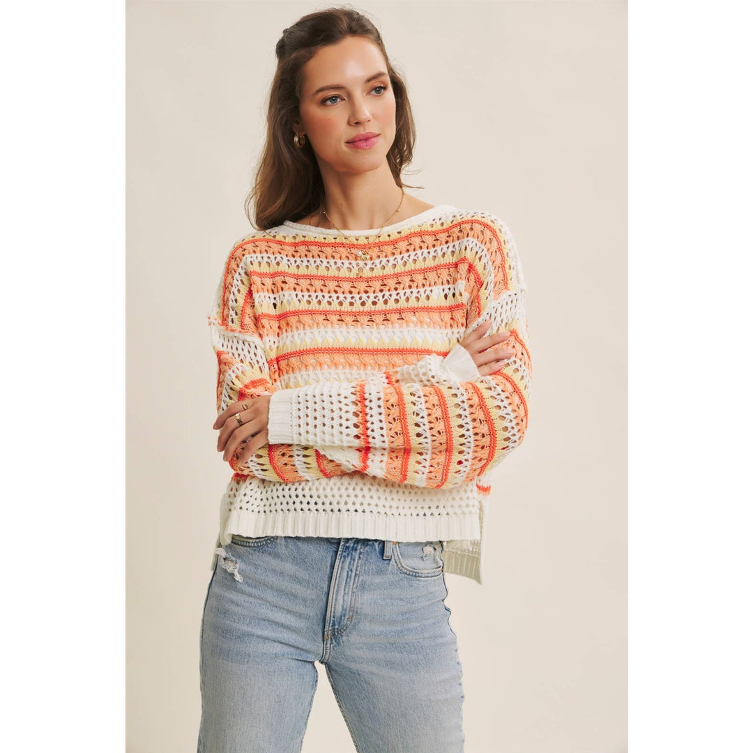 Bright Multi Stripe Crochet Top