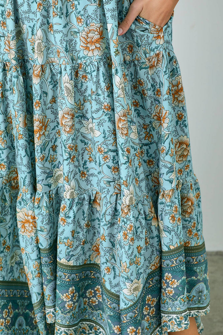 Printed Hanky Hem Maxi Dress