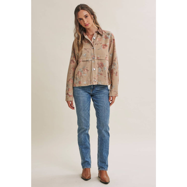 Wild Rose Vintage Floral Twill Jacket