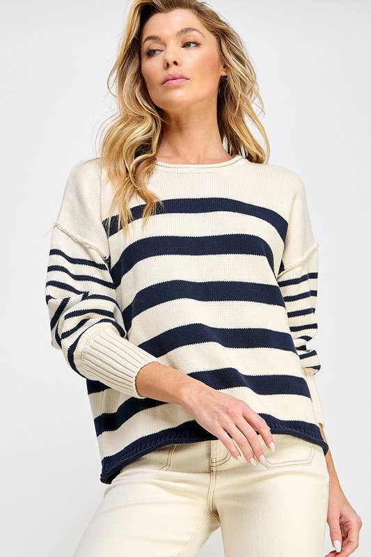 Breton Stripe Sweater | Classic Navy and Cream Nautical Pullover