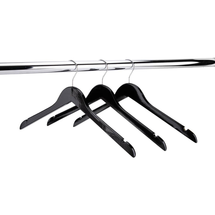 17" Black Wood Dress Hangers - Case of 50