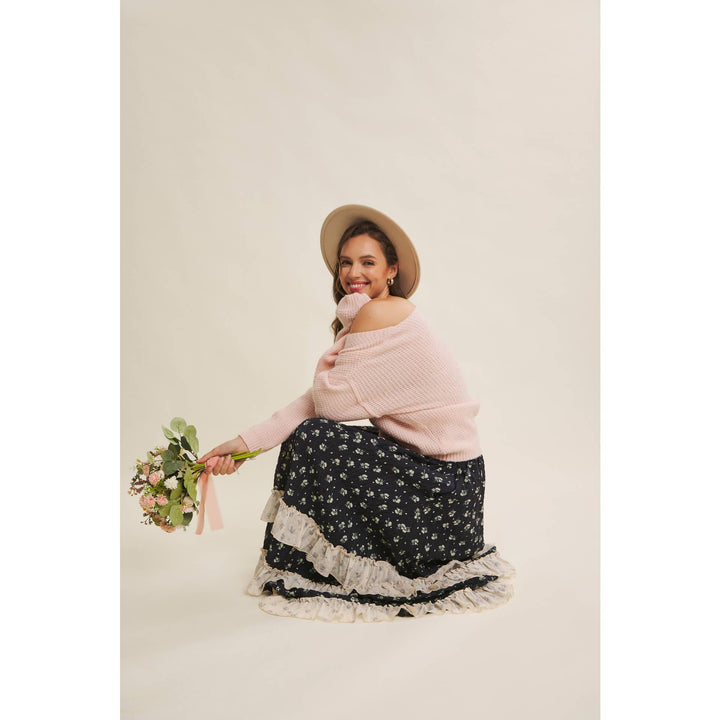 KIND TO PLANET WAFFLE SWEATER TOP WITH EXPOSED SEAM