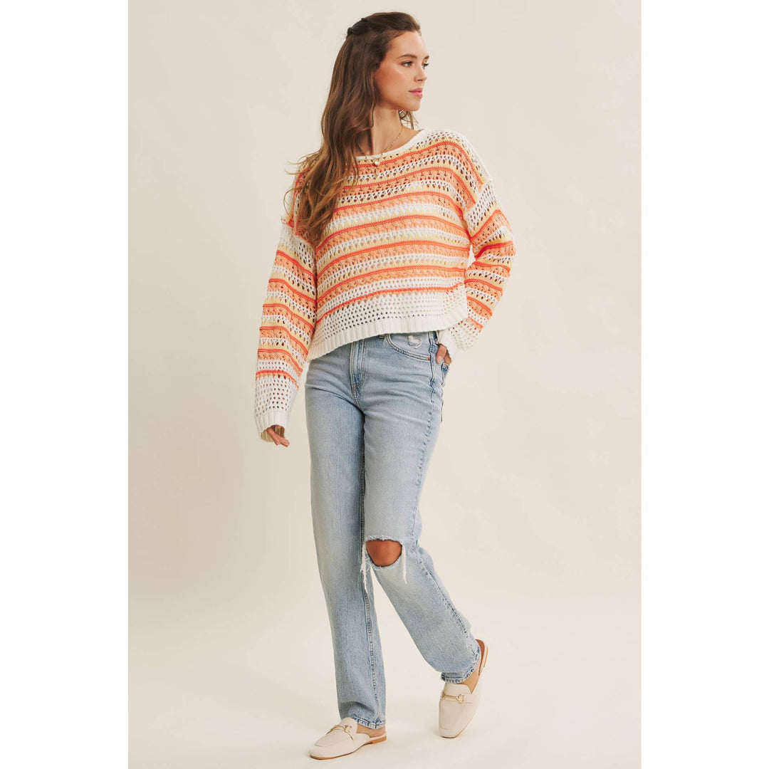 Bright Multi Stripe Crochet Top