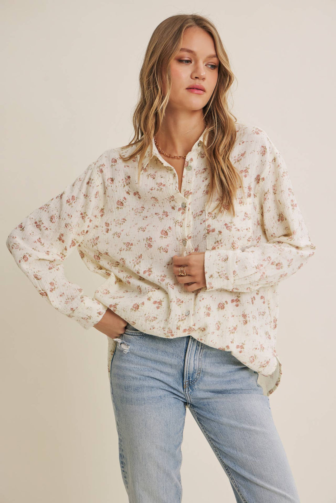 Floral Cotton Gauze Button-Up – Effortless Everyday Style