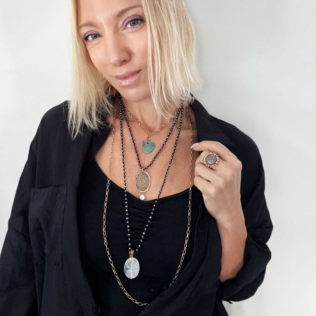What You Seek Crystal & Abalone Layering Necklace Set