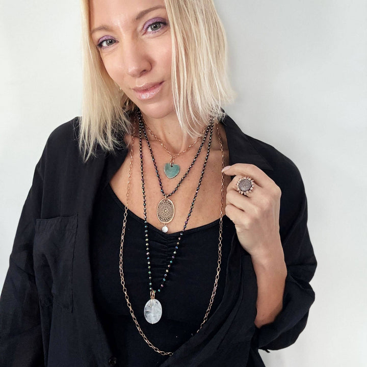 What You Seek Crystal & Abalone Layering Necklace Set