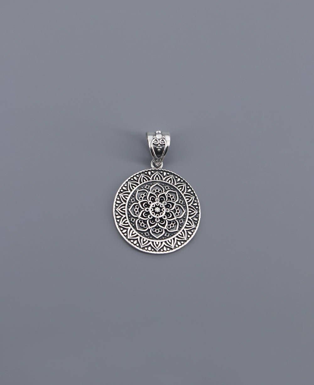 Sterling Silver Lotus Mandala Pendant