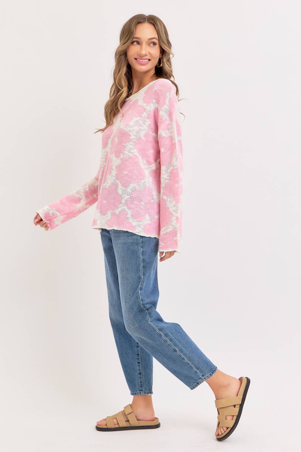 Casual Lightweight Flower Knit Top