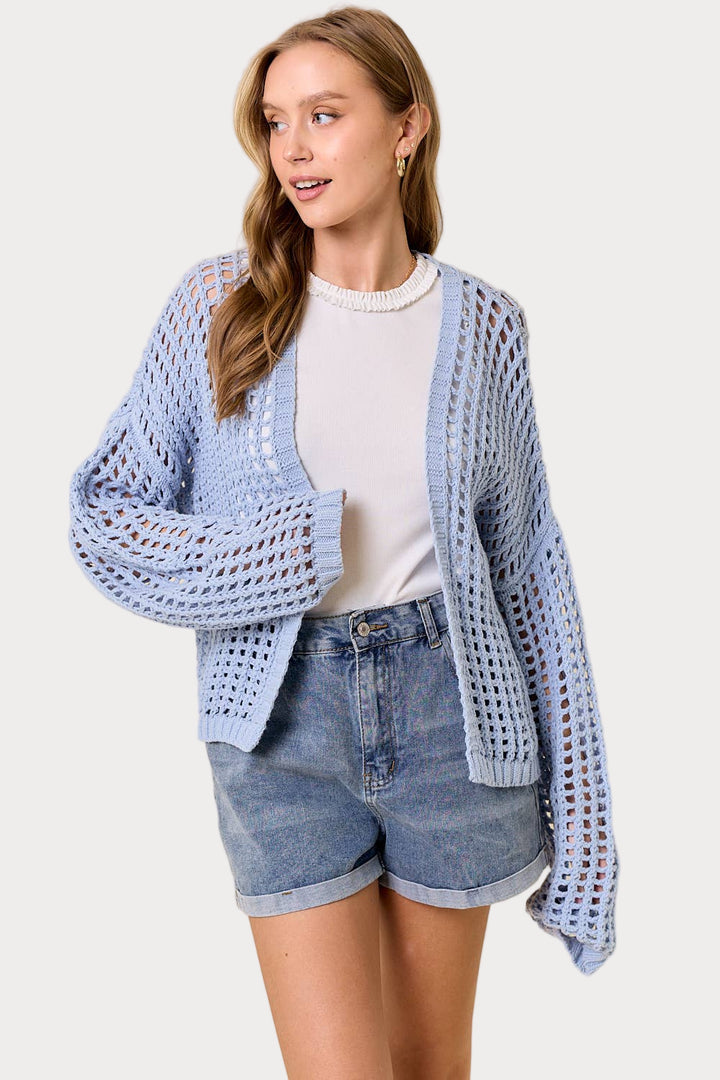 Crochet Fishnet Open Cardigan