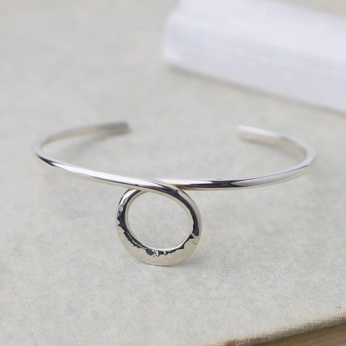 Cuff Bracelet w/ Hammered Center Circle