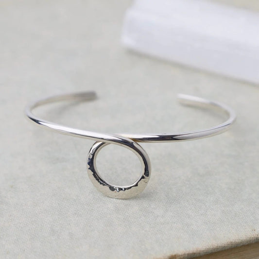 Cuff Bracelet w/ Hammered Center Circle